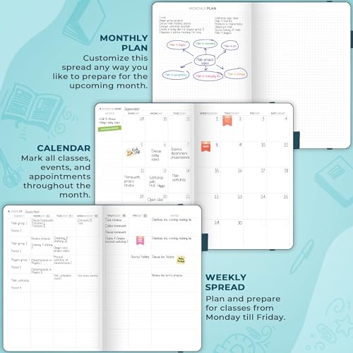 Clever Fox Teacher Planner, School & Homeschool Book, B5 Size Dark Teal | Undated, 7x10, lay-flat binding, heavy-duty hardcover, teacher lesson weekly & daily planner, homeschool supplies - color: Dark Teal, size: Smaller than A4 (7″ x 10″)
