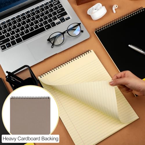 Resurhang 6 Pcs Legal Pad Top Spiral Bound Notebook 70 Sheets Double Sided College Ruled Paper Notepad Memo Steno Pad with Stiff Cover for Business College(8.5 x 11 Inches,No Holes,Yellow) - color: Yellow, size: 8.5 x 11 Inches, style: No Holes