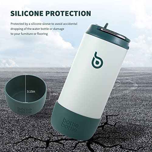 BOTTLE BOTTLE Kids Water Bottle 12 oz for Boys Girls green | Insulated Water Bottles with Leak Proof Lid,Silicone Boot, Straw Cup for School Sports Travel,Gifts - color: Green