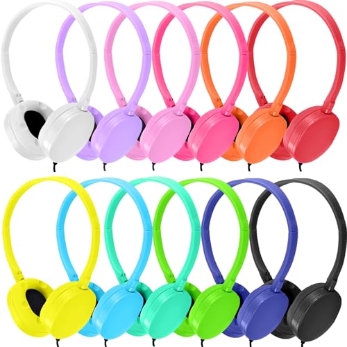 Bulk Headphones for Kids 12 Pack Multi Colored for School Classroom Students Teen Boys Girls Children Baby Toddler and Adult - color: Mixed Colors, size: 12 Pack