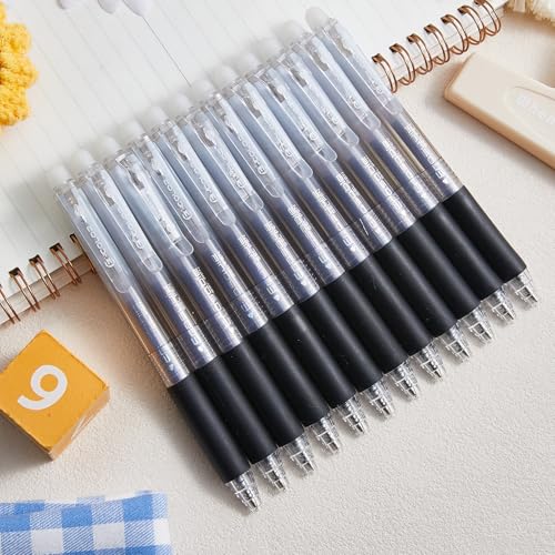 12Pcs Retractable Erasable Gel Pens Clicker,Fine Point 0.7mm Smooth Writing Pens,For Writing Journaling Taking Notes School Office Home. (12Black) - color: 12Black