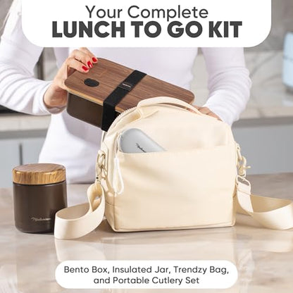 Stainless Steel Insulated Food Jar Set of 2 (16oz + 12oz) | Wide Mouth | Soup Thermo for Hot Food Lunch Container | Thermal LunchBox | Insulated Soup Bowl | Hot and Cold Lunch Box for Adults | Mocha - color: Mocha Brown