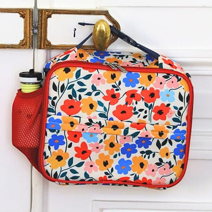 Yumbox Kids Insulated Lunch Bag, Holds Lunch Box & Bottle, Poppy Flowers | Holds Lunch Box & Water Bottle | 3 Ways to Carry | Interior Zipper Pocket | Insulated EVA Lining | Wipe-Clean Fabric - color: Poppy Red