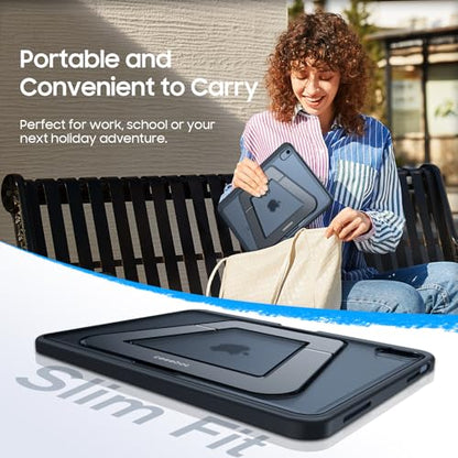 Fintie Shockproof Case for iPad (A16) 11th Generation 11 Inch (2025), iPad 10th Generation 10.9 Inch (2022) - [Built-in Pencil Holder] Slim Frosted Protective Cover with Multi-Angle Kickstand, Black - color: Black