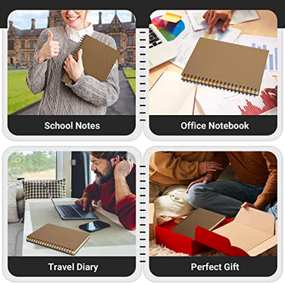 EUSOAR 5 Subject Spiral Notebook, 1pcs B5 7.3"x10.2" College Ruled Writing Pad, 100GSM 120Sheets/ 240Pages of Lined Paper, Thick Hardcover, for Traveling Students, Office and Business, Kraft - color: Kraft, size: B5-1Pack