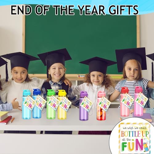 24 Pack Water Bottles for Kids School Bulk 18 oz Leakproof Reusable Sports Water Bottles Decorations End of The Year Gifts for Students from Teacher for Kids Graduation Classroom Prizes