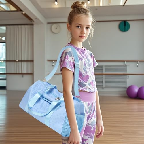 Jumpopack Dance Bag for Girls Duffle Bag Girls Overnight Bags Sleepover Gym Gymnastics Bags with Shoe Compartment and Wet Pocket,Leopard Shape - color: Leopard Blue