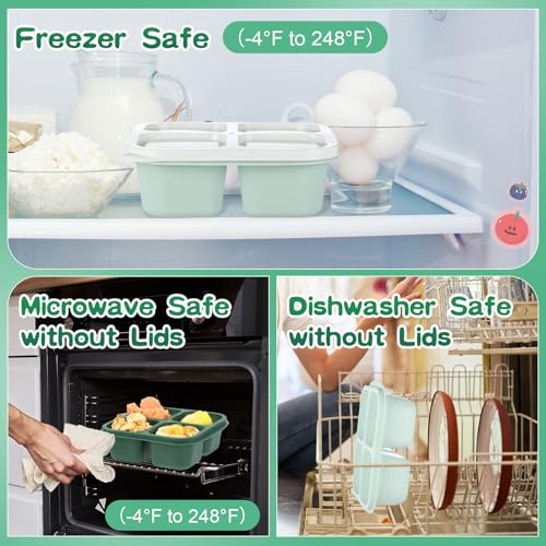 Honeydak 5 Pack Snack Containers 4 Compartment Bento Snack Boxes Reusable Lunchable Containers with Lids Divided Meal Prep Lunch Food Storage Box for School Work Travel(Sage,Equal) - color: Sage, style: Equal