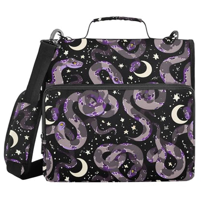 3 Ring Zipper Binder Purple Grey Snake Binders Bag with Shoulder Strap 500 Sheets Paper Organizer Trapper Keeper Documents Storage File Folder for School Office - color: A2801