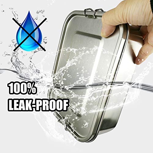 UPTRUST Leak Proof Stainless Steel Bento Container for Lunch, 40oz Bento Lunch Box for Kids or Adults, 3 Compartment Packing Box for Meal Fruit Snack (40OZ/1200ML) - size: 1200 ML - 3-Compartment