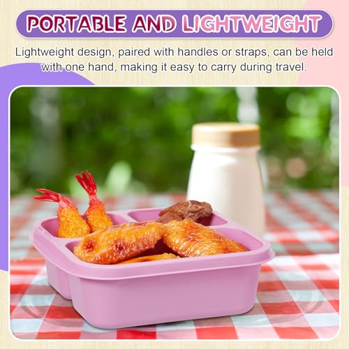 Honeydak 5 Pack Snack Containers 3 Compartment Bento Snack Boxes Divided Meal Prep Containers with Lids Reusable Adults Lunch Food Storage Box for School Work Travel(Elderberry) - color: Elderberry
