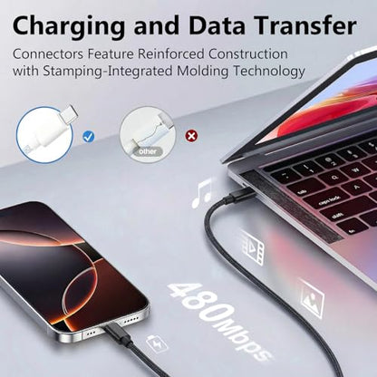 USB C to C Charger Cable, 60W, 3FT, 2-Pack, Black | Fast Charging, Braided Nylon, for iPhone 17/16/15, MacBook iPad, Galaxy S25/S24 - color: Black, size: 3FT+3FT