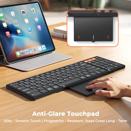 MEETION New Foldable Bluetooth Keyboard with Touchpad, Portable Wireless Keyboard with Numeric Keypad, Full-Size Rechargeable Business Travel for iPad Phone Laptop PC iOS, 2026 New Upgrade