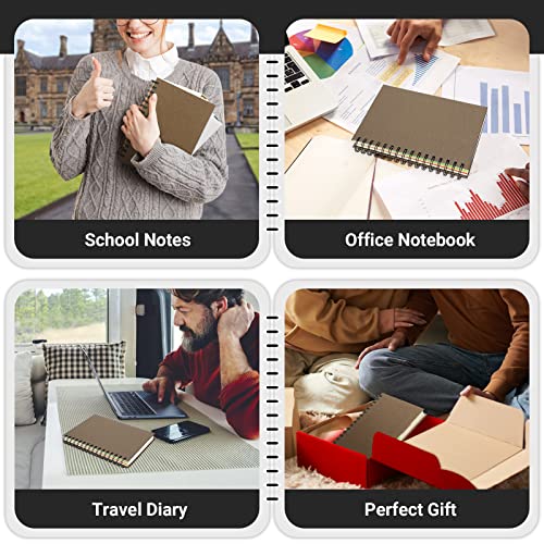EUSOAR Notebook 5 Subject with Tabs, 1pcs A5 5.5"x8.3" Spiral College Ruled Writing Pad, 100GSM 120Sheets/ 240Pages of Lined Paper, Thick Hardcover, for Traveling Students, Office and Business, Kraft - color: Kraft, size: A5-1Pack