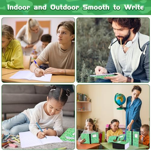 Seajan 20 Pack Composition Notebooks, Wide Ruled Paper, 7-1/2" x 9-3/4" Marble Hard Covers, 60 Sheets, Composition Notebooks Bulk for Students Back to School Adults Office Supplies(Green) - color: Green