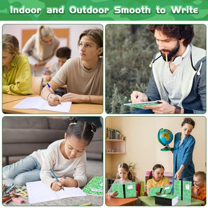 Seajan 20 Pack Composition Notebooks, Wide Ruled Paper, 7-1/2" x 9-3/4" Marble Hard Covers, 60 Sheets, Composition Notebooks Bulk for Students Back to School Adults Office Supplies(Green) - color: Green