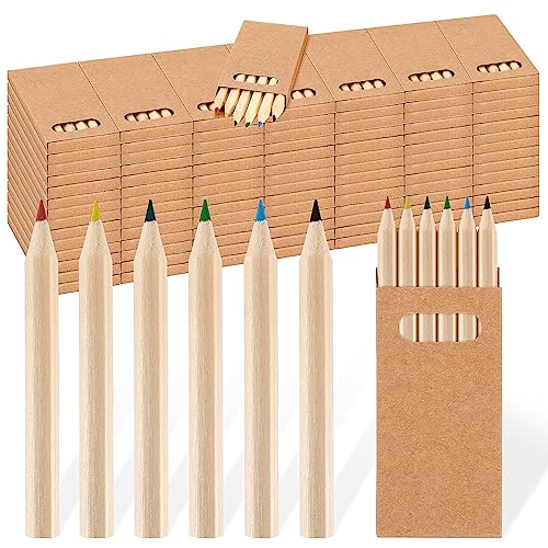 Faccito 100 Packs Mini Colored Pencils Bulk for Kids 3.5 Inch Small Coloring Drawing Pencil in Boxes 6 Different Color for Easter Gift Painting Birthday Party Favor Classroom School Supplies