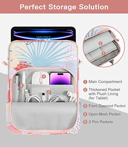 MoKo 13 Inch Tablet Sleeve Bag Carrying Case with Shoulder Strap Handle | Fits iPad Pro 13-inch M5, iPad Air 13-inch M4/M3, iPad Pro 12.9 M2/M1 and Galaxy Tab S8+/S9+ 12.4, Tropical Leaf - color: Tropical Leaf, size: 12.9 inch