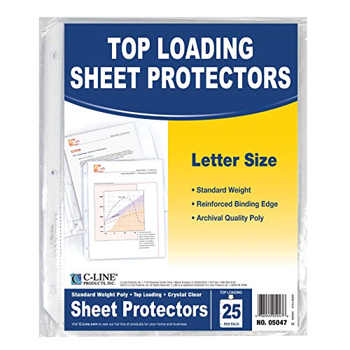 C-Line Top Loading Standard Weight Poly Sheet Protectors, Clear, 8.5 x 11 Inches, 25 per Pack (05047) - color: Clear, size: Pack of 25