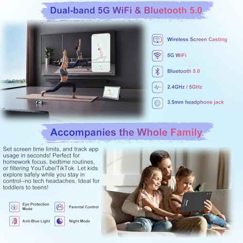 Android 15 Tablet 30GB+128GB+1TB Expand, 2026 10.1 Inch Octa-Core 8000mAh Electronics Tablets with Keyboard Mouse, Gemini AI, 5G WiFi, 1280x800 IPS Touchscreen, GPS, BT5.0, Widevine L1 -Metal Black - color: Black