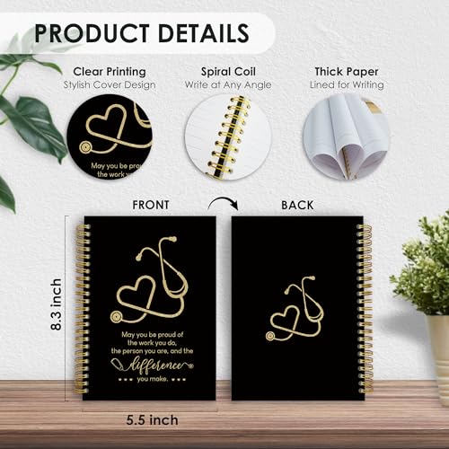 Fewgb Black Nurse Spiral Notebook Gifts, RN Appreciation Thank You Gifts for Nurses Week Hardcover Lined Notebooks Journal for Office Work, Nursing School Student Future Nurse Notebook A5 5.5x8.3 - color: nurse-black