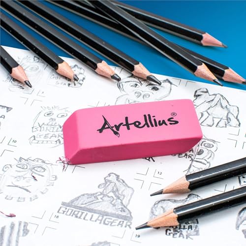 Artellius Pink Erasers | Latex & Smudge Free | Bulk School Supplies | Classrooms, Teachers, Homeschool, Office, Art Class | Large Size (Pack of 100) - size: 100 pack