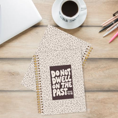 Christian Leopard Print Spiral Notebook for Women Men 5.5x8.3 Inch | Christian Gifts for Women Men,Isaiah 43:18 Bible Verse Religious Brown Cheetah Print Notebook Journal - color: Christian leopard print white
