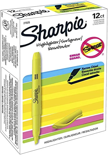 Sharpie Pocket Style Highlighters, Chisel Tip, Fluorescent Yellow, 12 Count (Pack of 12) - size: 12 Count (Pack of 12)