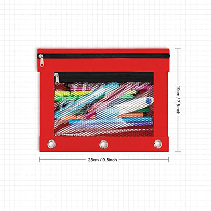 IKAYAS 3 Pack Pencil Pouch for 3 Ring Binder with Zipper, Pencil Pouch Bags for Classroom, Storing School Students Teacher Supplies, Red Green Blue - color: Red Green Blue