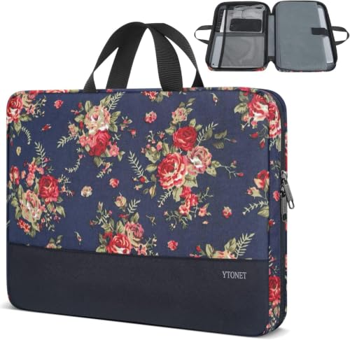 Ytonet Laptop Sleeve Case 16 inch, 15-15.6 Inch Laptop Cover with Handle | Compatible with HP, Dell, Lenovo, Asus Notebook, Protective, TAS Laptop Bag, Gift for Women, Rose Pattern - color: Floral Rose, size: 16 inch