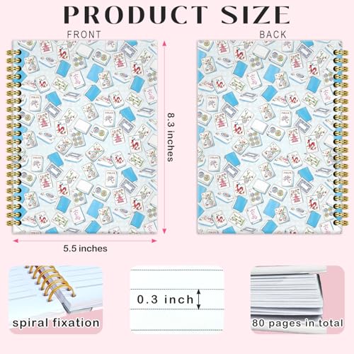 BRRNYOI Mahjong Gifts Notebook Journal 5.5x8.3, Gifts for Mahjong Women Lovers Players Journal Notebook, Mah Jong Hardcover Spiral Notebooks for Note Taking - color: 9