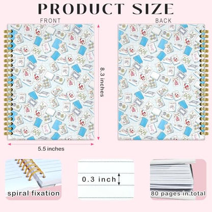 BRRNYOI Mahjong Gifts Notebook Journal 5.5x8.3, Gifts for Mahjong Women Lovers Players Journal Notebook, Mah Jong Hardcover Spiral Notebooks for Note Taking - color: 9