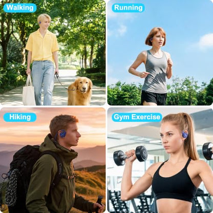 itayak Behind The Head Headphones, Wrap Around Head Small Bluetooth Headphones Lightweight Foldable Wireless Sports Sweatproof Headset with Microphone & Carrying Case - color: Blue