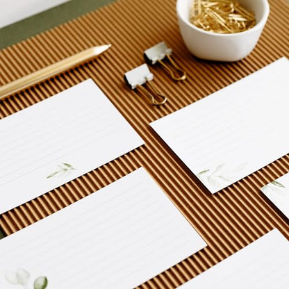 Green Leaf Index Cards by Pure Print and Design | Floral Flash Cards Perfect For Study Sessions & Learning | 100 Cards of Premium Quality with 5 Different Designs | Green Leaf | 3x5 inches - color: Green Leaf