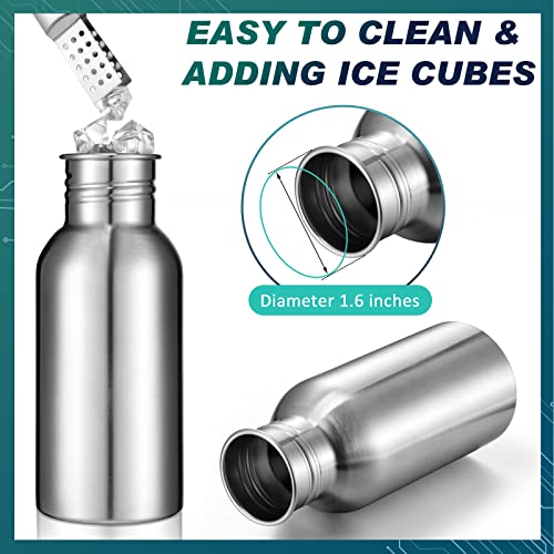 CHENGU 12 Pieces Sports Water Bottle 17 oz Stainless Steel Water Bottle Silver Uninsulated Single Walled Stainless Steel Sports Bottle for Runners, Hikers, Picnics, Cyclists and Beach Goers