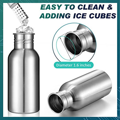 CHENGU 12 Pieces Sports Water Bottle 17 oz Stainless Steel Water Bottle Silver Uninsulated Single Walled Stainless Steel Sports Bottle for Runners, Hikers, Picnics, Cyclists and Beach Goers