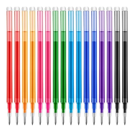 16Pcs 0.7mm Colorful Erasable Gel Ink Pen Refills Compatible with Frixion | for Friction, Replaceable Medium Fine Point Clicker Refill Stationery - color: 8colors 16pcs
