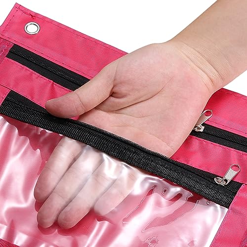 PATIKIL Expandable Pencil Pouch for 3 Rings Binder, 1 Pack Oxford Cloth Large Capacity Zipper Binder Pouch Pencil Case for Office Home, Rose Red - color: Rose Red