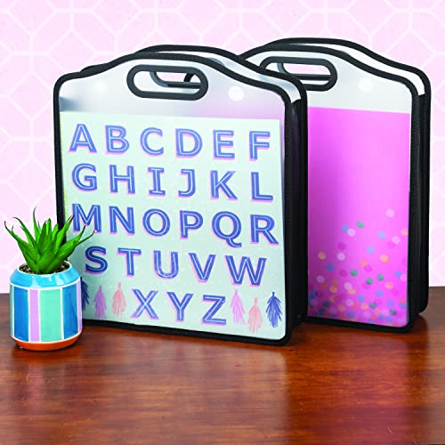 Samsill 12x12 Paper Storage Organizer, Scrapbook Paper Organizer for Vinyl, Cardstock, Photos and Craft Supplies, Clear Expandable Storage Case with Handle, Holds 150 Sheets - style: Hook and Loop Closure