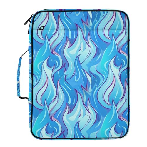 Blue Flame Icons Accordion File Organizer Expanding File Folder Zipper Binder 3 Ring with Handle 500 Sheets Capacity Document Organizer Storage Bag Multi Pockets Design - color: Blue Flame Icons