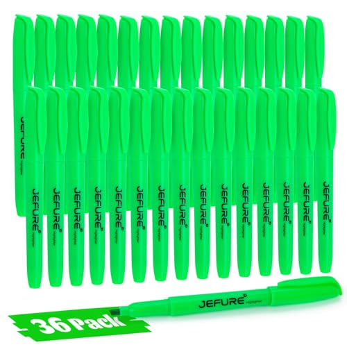 36 Pcs Highlighters, Chisel Tip, Green Bible Highlighters Bulk - Quick Dry, Ideal for Studying, Note-Taking, School, College, Office, Teacher & Student Supplies - color: Green, size: 1 Count (Pack of 36)