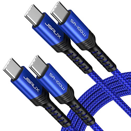 JSAUX 100W USB C to USB C Cable for iPhone 17, USBC Type C Charge Cord 5A Fast Charging Compatible with iPhone 17 Air 16 15 Pro Max Samsung Galaxy S25 S24 MacBook iPad Pro Carplay (2-Pack, 10ft) Blue - color: Blue, size: 10FT+10FT