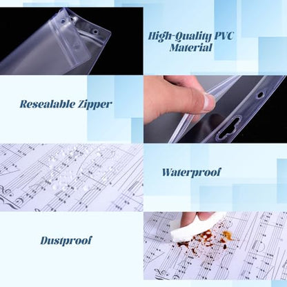 12 Pack Clear Sheet Protectors 8.5" x 11" Waterproof Resealable Zip Page Protectors Heavy Duty Dry Erase Document Holder Plastic Sleeves Protectors for Documents Photos Wall Sign Display