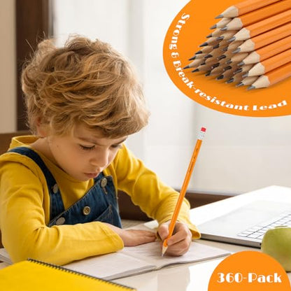 Hapikalor 360 Count Sharpened #2 Pencils with Erasers, Pencils Bulk Pack for School Classroom Teacher Supplies, Graphite Pencils for Writing, Drawing and Sketching, Back to School - size: 360 Count (Pack of 1)