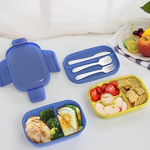 JBGOYON Leakproof Bento Box & Insulated Lunch Bag Set, 4-Piece, Blue | 6-hour thermal retention, includes nested knife fork spoon, 2 reusable snack pouches, designed for adults and kids - color: Blue set