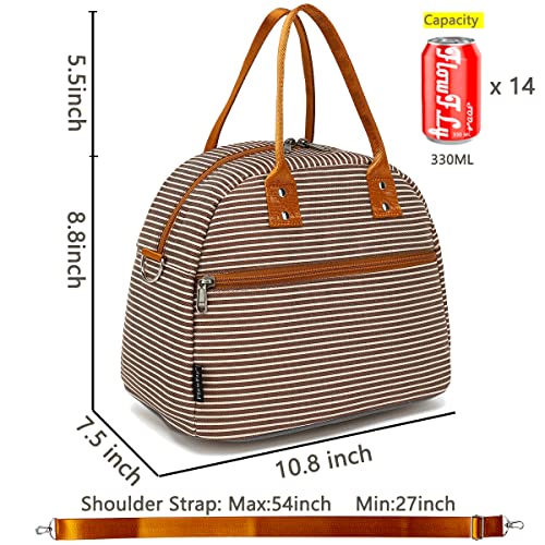 FlowFly Insulated Lunch Bag With Shoulder Strap for Women, Men, and Kids, Large and Reusable, Handle, Freezable Work and School Travel Tote and Meal Prep Organizer,Coffee - color: Coffee
