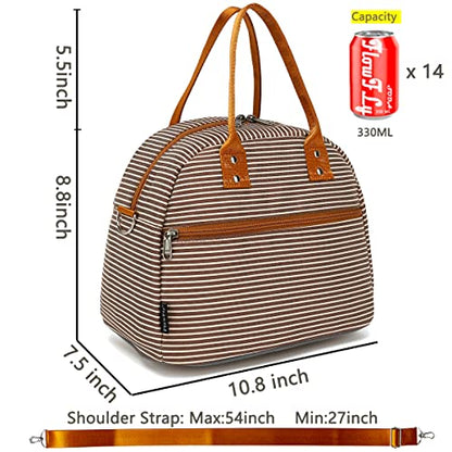 FlowFly Insulated Lunch Bag With Shoulder Strap for Women, Men, and Kids, Large and Reusable, Handle, Freezable Work and School Travel Tote and Meal Prep Organizer,Coffee - color: Coffee