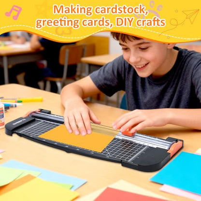 A4 Paper Cutter -12 Inch Paper Trimmer with 2pcs Replacement Blades with Safeguard Side Rulerfor Cut Gift Card,Coupon,Label, Cardstock,Photo - color: Black