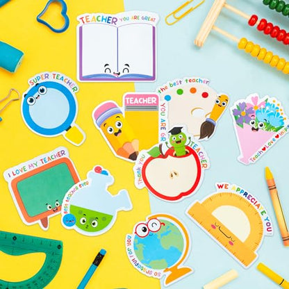 Xqumoi 30 Pack Teacher Sticky Note Back to School Office Classroom Supplies | Self-Sticky Writing Memo Pad, Daily Reminders Notepad, Page Marker, Book Pencil Ruler Shaped, Appreciation Gift, School Staff - style: Teacher Appreciation (Style 1)
