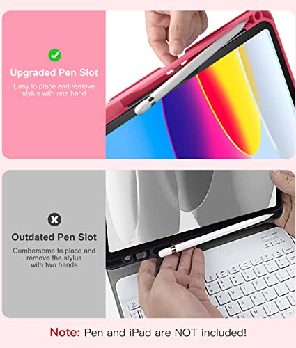 Hamile for iPad 11th 10th Generation Case with Keyboard - 7 Colors Backlit Wireless Detachable Folio Keyboard Cover with Pencil Holder for iPad 11-inch A16 2025 10th Gen 10.9 Inch 2022 (Pink) - color: Pink
